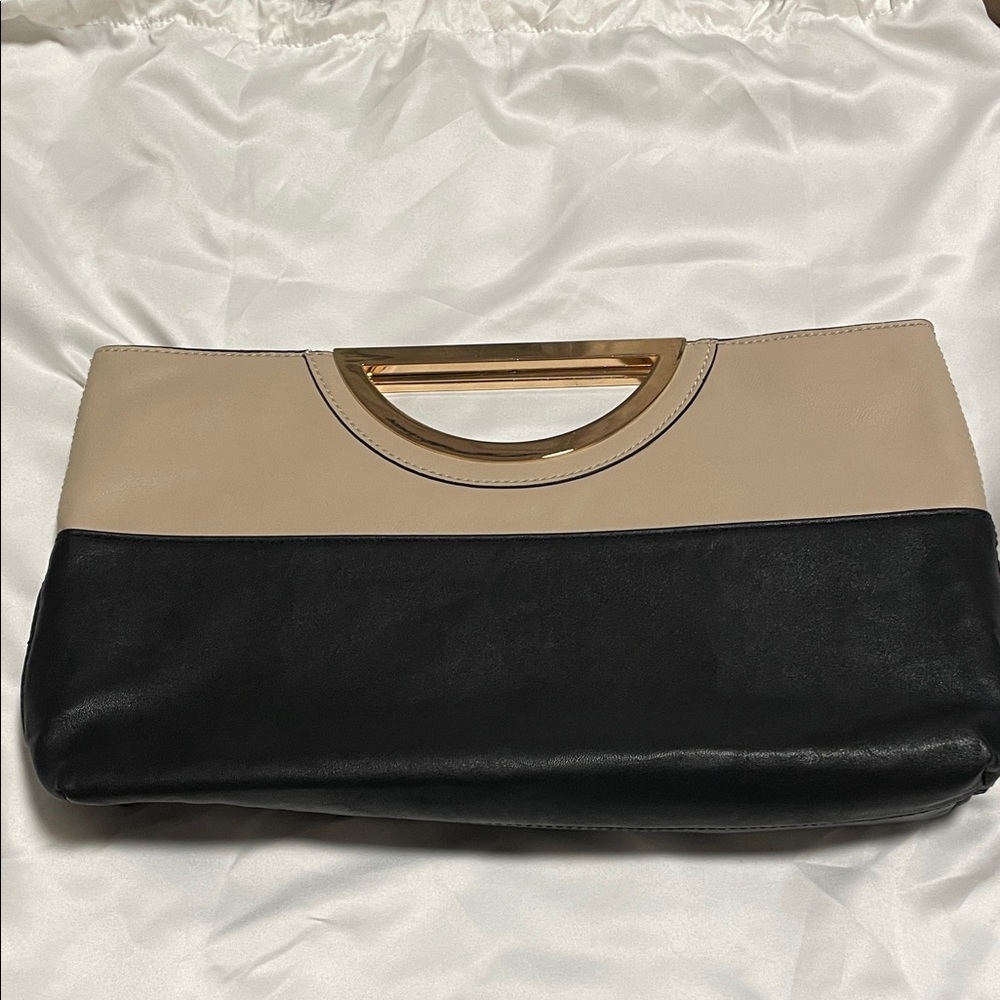 Elegant Two-Tone Handbag with Gold Accents